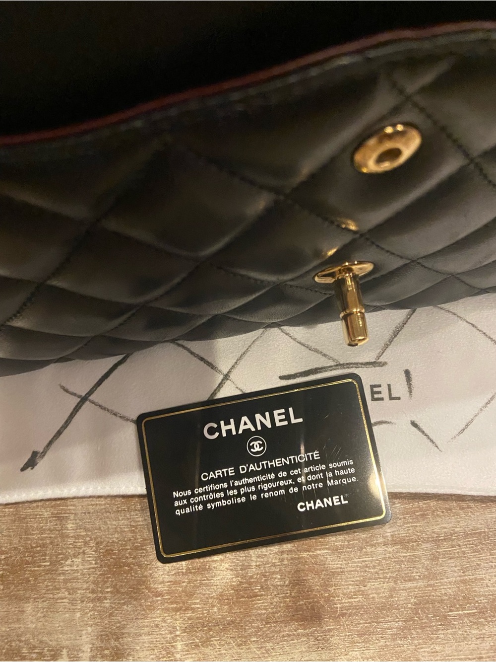 $12600 CHANEL Black Quilted double flap Shoulder Bag with Gold Chain and CC Lock - Picture 8 of 16